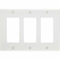 Leviton Decora 3-Gang Smooth Plastic Rocker Decorator Wall Plate, White 005-80411-00W